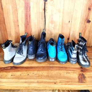 Dr. Martens Vibrant Boot Collection in Black, Blue, and Metallic